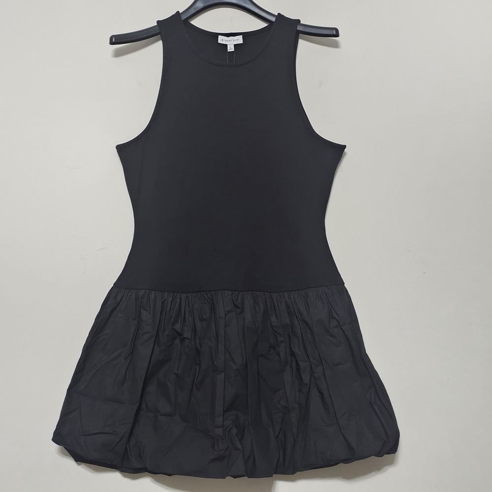 Gianni Bini Women Dress XS/0-2 Black Mini Pleated Bubble Hem Crew Neck New 520
